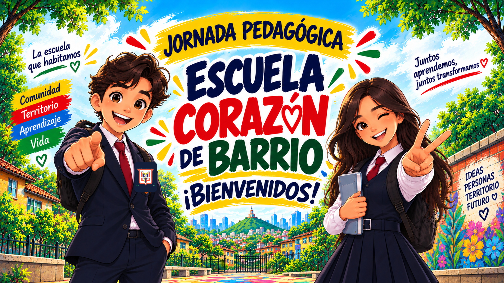 Afiche de bienvenida Escuela Corazón de Barrio